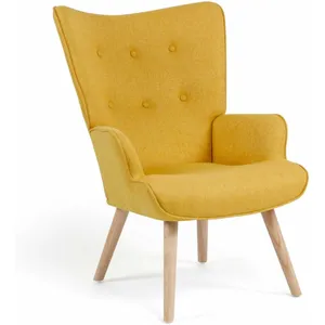 IDMarket Fauteuil Scandinave Ivar En Tissu Jaune pas cher