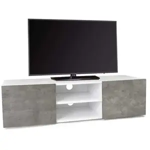 Idmarket - Meuble tv 113 cm eli blanc portes effet béton pas cher