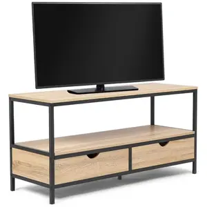 IDMARKET Meuble TV 113 cm DETROIT 2 tiroirs design industriel (compose ref 15343) pas cher