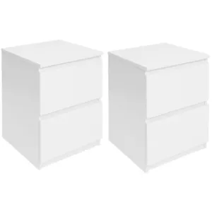 IDMARKET Lot de 2 tables de chevet TOMI 2 tiroirs bois blanc pas cher