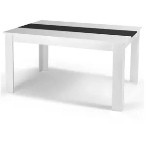 Comparateur de prix : IDMARKET Table à manger rectangle georgia 6 personnes blanche et noire 140 x 90 cm