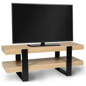 Idmarket - Meuble tv 114 cm double plateau phoenix bois et noir pas cher