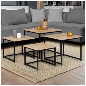 Tables basses gigognes industrielles DETROIT - IDMARKET - Lot de 4 - M... pas cher