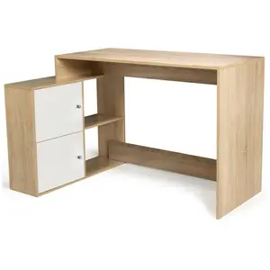 IDMarket Bureau D'angle Bob Imitation Hêtre Portes Blanches pas cher
