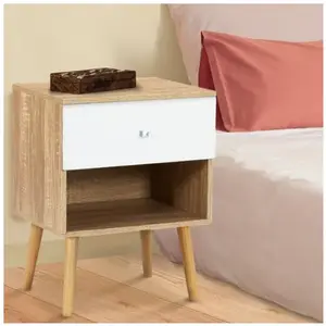 IDMARKET Lot de 2 tables de chevet EMMIE 1 tiroir scandinaves hêtre et... pas cher