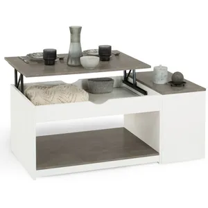 IDMARKET Table basse plateau relevable ELEA avec coffre bois blanc et ... pas cher
