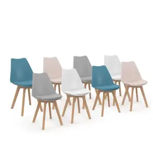Comparateur de prix : IDMARKET Lot de 8 chaises scandinaves SARA mix color pastel rose x2, b...