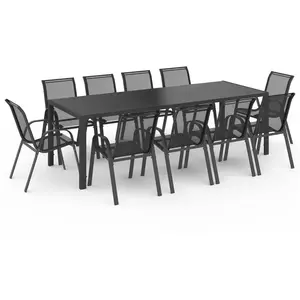 IDMARKET Salon de jardin MADRID table 240 CM et 10 chaises empilables ... pas cher