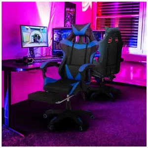 IDMARKET Fauteuil de gaming ALEX réglable avec repose-pied, coussin de... pas cher