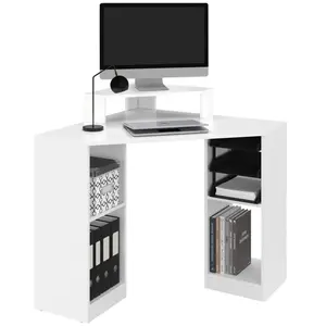 IDMarket - Bureau d'angle peu encombrant HARRY blanc avec rangement pas cher