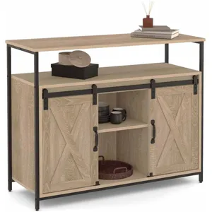 IDMARKET Buffet 2 portes grange coulissantes QUEBEC design industriel 100 cm