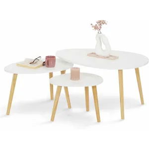 IDMARKET Lot de 3 tables basses gigognes GAIA laquées blanc scandinave pas cher