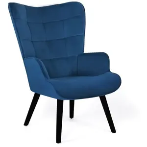Comparateur de prix : IDMARKET Fauteuil scandinave ANIA en velours bleu