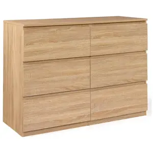 Comparateur de prix : IDMARKET Commode 6 tiroirs TOMI 110 cm bois façon hêtre