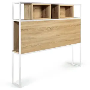 Tête de lit DETROIT 145 CM design industriel bois et métal blanc - IDMARKET pas cher
