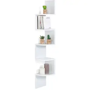 IDMarket Etagère Murale D'angle Isa 5 Niveaux Blanche pas cher