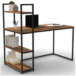 Bureau industriel DAYTON - IDMARKET - Effet vieilli - 3 étagères pas cher