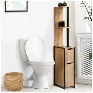 IDMarket Meuble Wc 2 Portes Detroit Avec Étagères Design Industriel pas cher