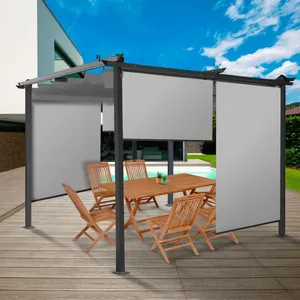 Comparateur de prix : IDMARKET LOT DE 2 STORES ENROULEURS L.125 X H. 225 CM POUR PERGOLA GRIS CLAIR