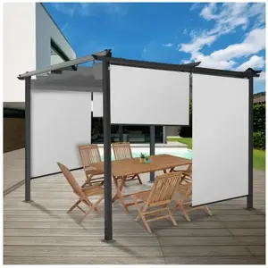 Comparateur de prix : IDMARKET Lot De 2 Stores Enrouleurs L.124 X H. 225 Cm Pour Pergola Blanc