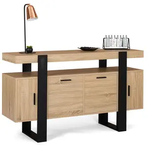 IDMarket - Buffet 140 cm Phoenix 4 Portes Bois et Noir