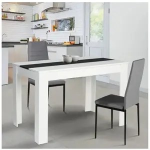 Comparateur de prix : IDMARKET Table à manger ROZY 4 personnes blanche et noire 110 cm