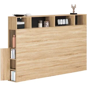 IDMarket Tête de lit CLEO 165 CM avec rangements hêtre et noir pas cher