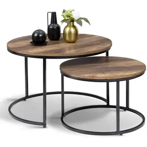 Comparateur de prix : Lot de 2 tables basses gigognes - IDMARKET - DAYTON - Vintage - Bois f...