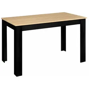Comparateur de prix : IDMARKET Table à manger ROZY 4 personnes noire plateau façon hêtre 110 cm