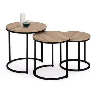 IDMARKET Tables basses gigognes DETROIT rondes 35/40/45 design industriel - IDM... pas cher