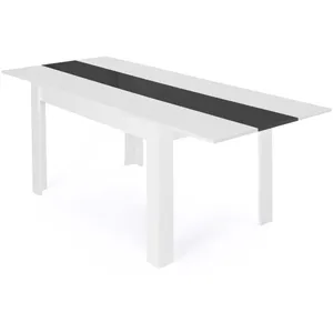 Comparateur de prix : IDMARKET Table à manger extensible rectangle GEORGIA 6-10 personnes blanche et grise 140-220 x 90 cm