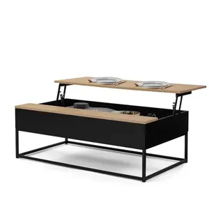 Table basse - IDMARKET - BOSTON - Plateau relevable - Design industrie... pas cher