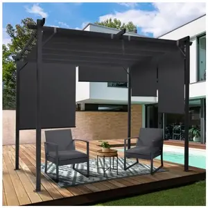 IDMARKET Pergola édition spéciale toit rétractable 3x3 M et 4 stores g...Vendu parcdiscount