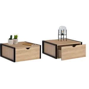 IDMARKET Lot de 2 tables de chevet murales DETROIT étagère suspendue d... pas cher