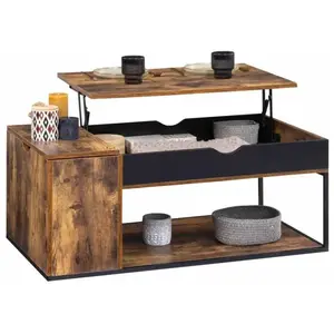 IDMARKET Table basse plateau relevable CHICAGO avec coffre design indu... pas cher