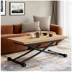 IDMARKET Table basse relevable en table à manger URBANA design industr... pas cher