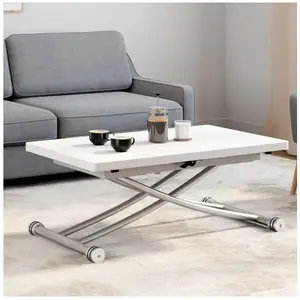 IDMARKET Table basse relevable en table à manger URBANA plateau blanc pas cher