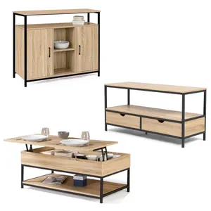 IDMARKET Ensemble meubles de salon buffet, table basse relevable et me... pas cher
