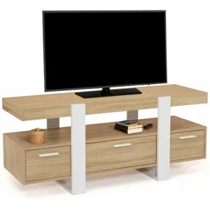 Idmarket - Meuble tv 116 cm phoenix avec tiroirs bois et blanc pas cher