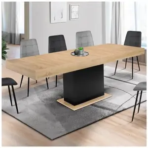 Comparateur de prix : IDMARKET Table à manger extensible rectangle EDEN 6-10 personnes bois et noir 160-200 cm