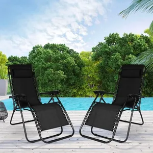 IDMARKET Lot de 2 fauteuils de jardin inclinables relax noir pas cher