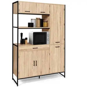Comparateur de prix : IDMARKET Buffet de cuisine avec colonne de rangement 120 CM DETROIT 6 ...