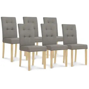 IDMARKET Lot de 6 chaises POLGA capitonnées grises pour salle à manger pas cher