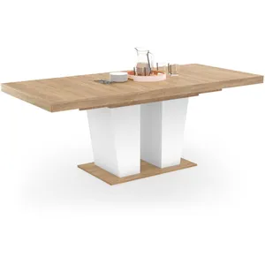Comparateur de prix : IDMARKET Table à manger extensible ELIAD 6-10 personnes bois et blanc ...