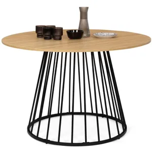 Comparateur de prix : IDMARKET Table à manger YUNA ronde 4-6 personnes pied filaire bois et ...
