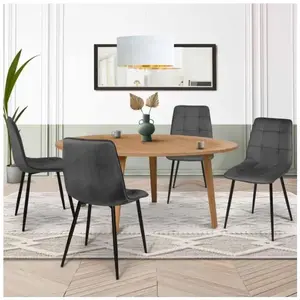 IDMARKET Lot de 4 chaises MILA en velours gris foncé pour salle à mang...