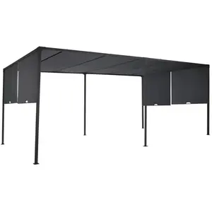 Comparateur de prix : IDMARKET Pergola coulissante 2 pans 3x6 M belvédère de jardin toile gr...
