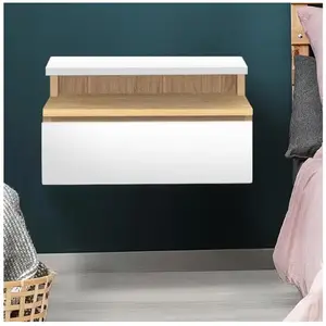 IDMARKET Lot de 2 tables de chevet murales TOMI étagère suspendue + 1 ... pas cher
