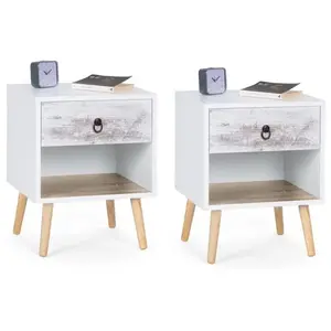 IDMARKET Lot de 2 tables de chevet BAHIA 1 tiroir scandinave pas cher