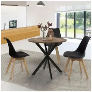 Comparateur de prix : IDMARKET Table à manger ronde ALIX plateau HAWKINS 2-4 personnes pied ...